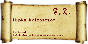 Hupka Krizosztom névjegykártya